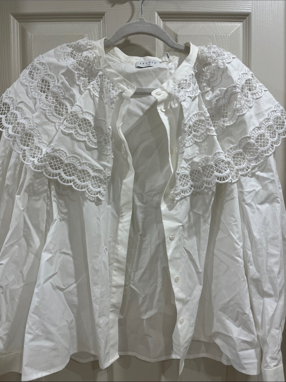 Sandro Paris White Button-Up Blouse